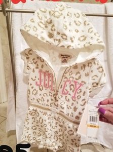 NWT 6-9 MONTH JUICY COUTURE OVERALL SHORTS &Shirt